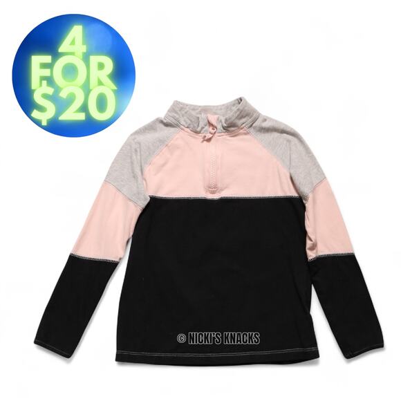 Carters Girls Long Sleeve Quarter Zip Colorblock T-Shirt Pink & Black Size 7 - Picture 1 of 7